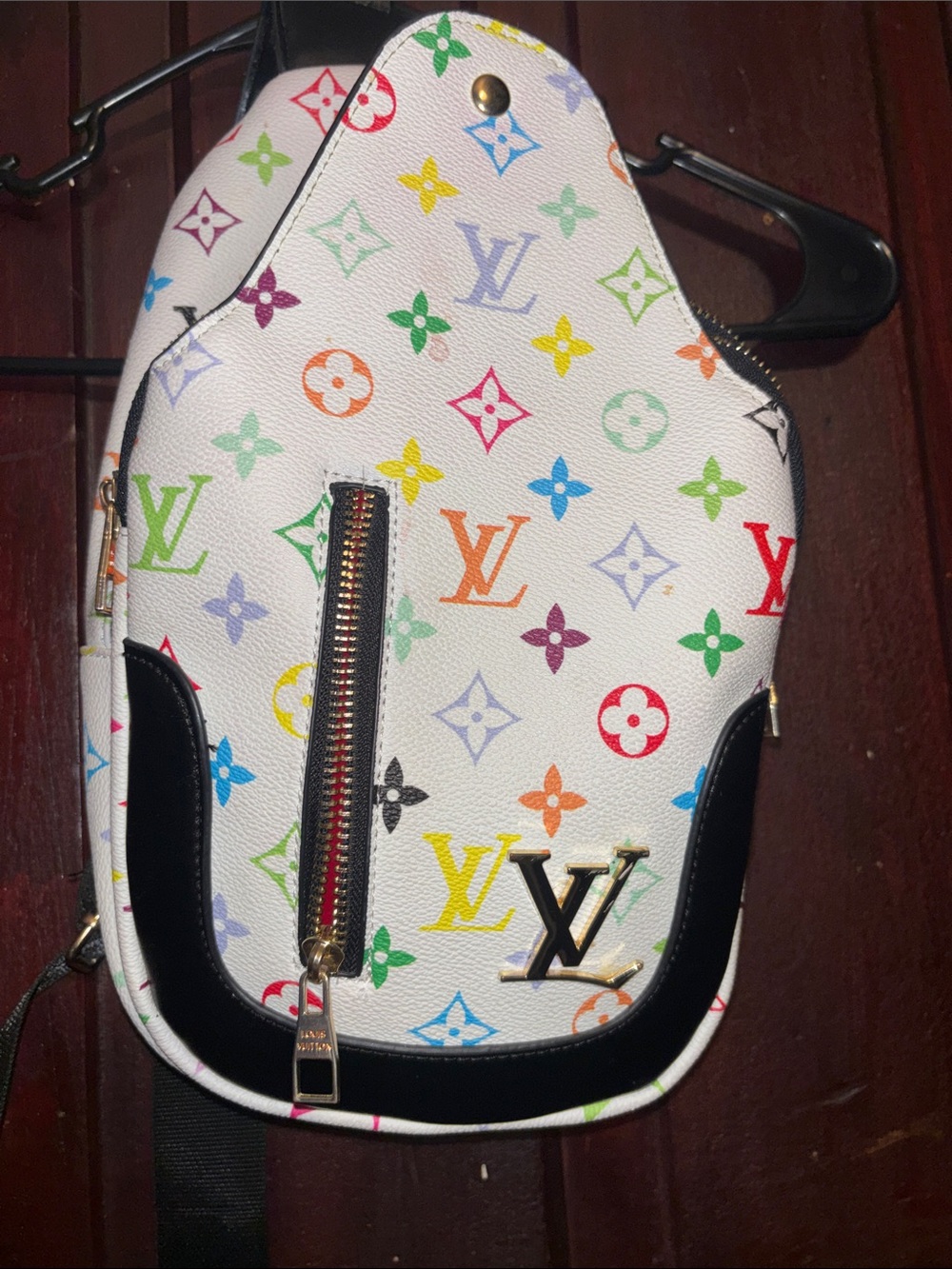 Source Unknown White Multicolor Monogram Crossbody Bag